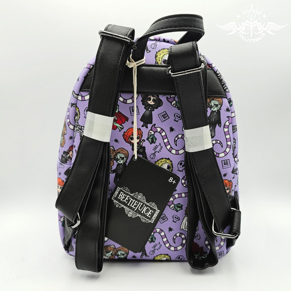 Loungefly Beetlejuice Lydia Adam Chibi Characters Purple Mini Backpack Bag New - Picture 5 of 8